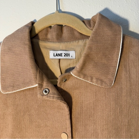 Lane 201 Tan Brown and White Light Corduroy Varsity Jacket - Picture 2 of 4